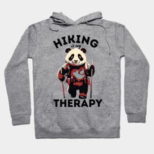 Hiking Is My Therapy Funny Panda Bear Hiking Hoodie